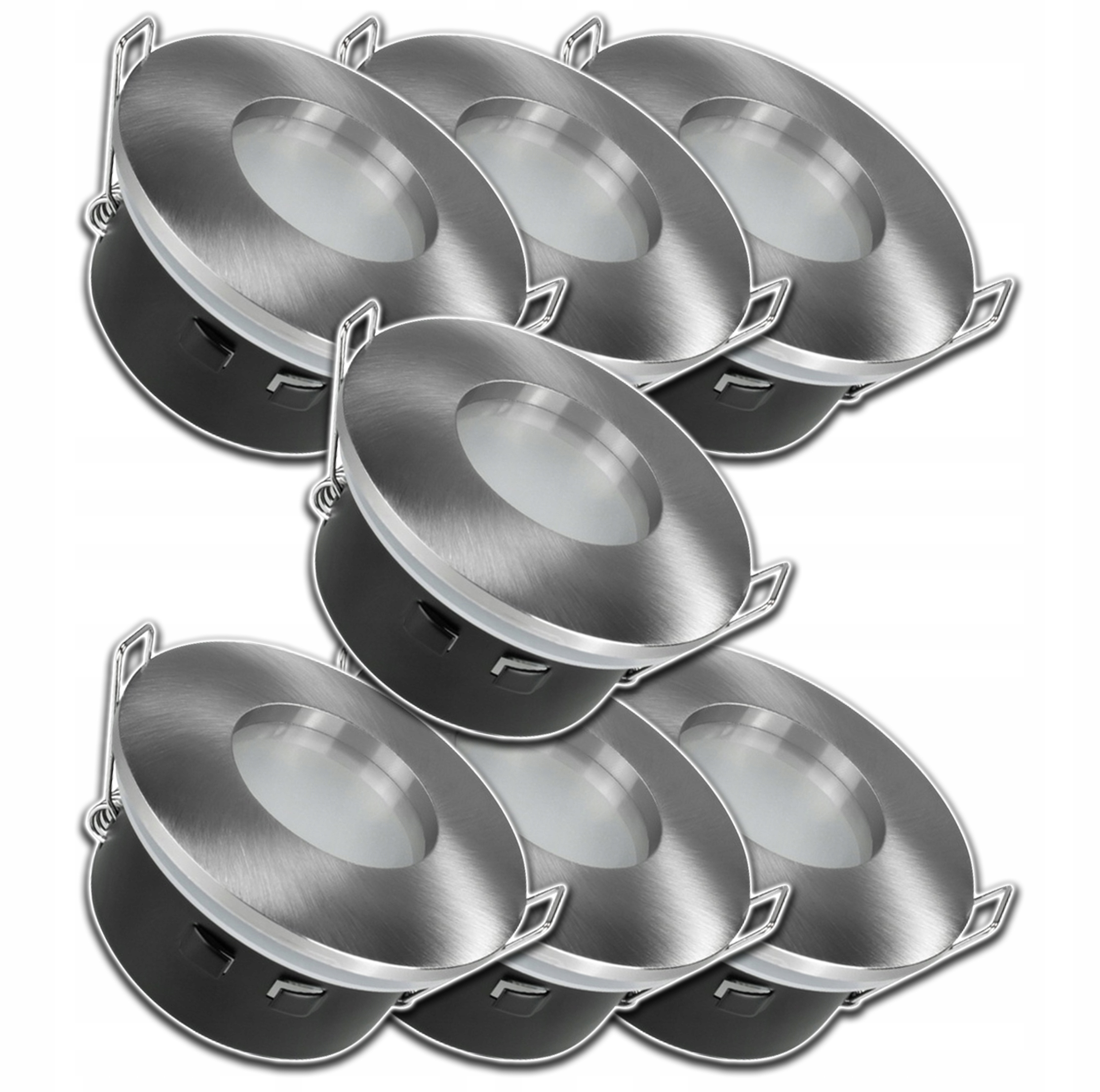 7x Hermetické Halogenové Svítidlo Kulaté, Stříbrné, Voděodolné, Vodotěsné