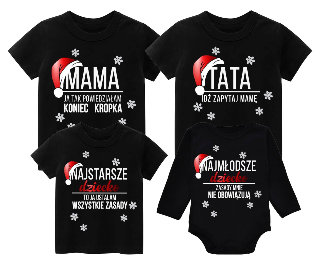 Sada vánočních rodinných triček Maminka Táta Děti Libovolné velikosti