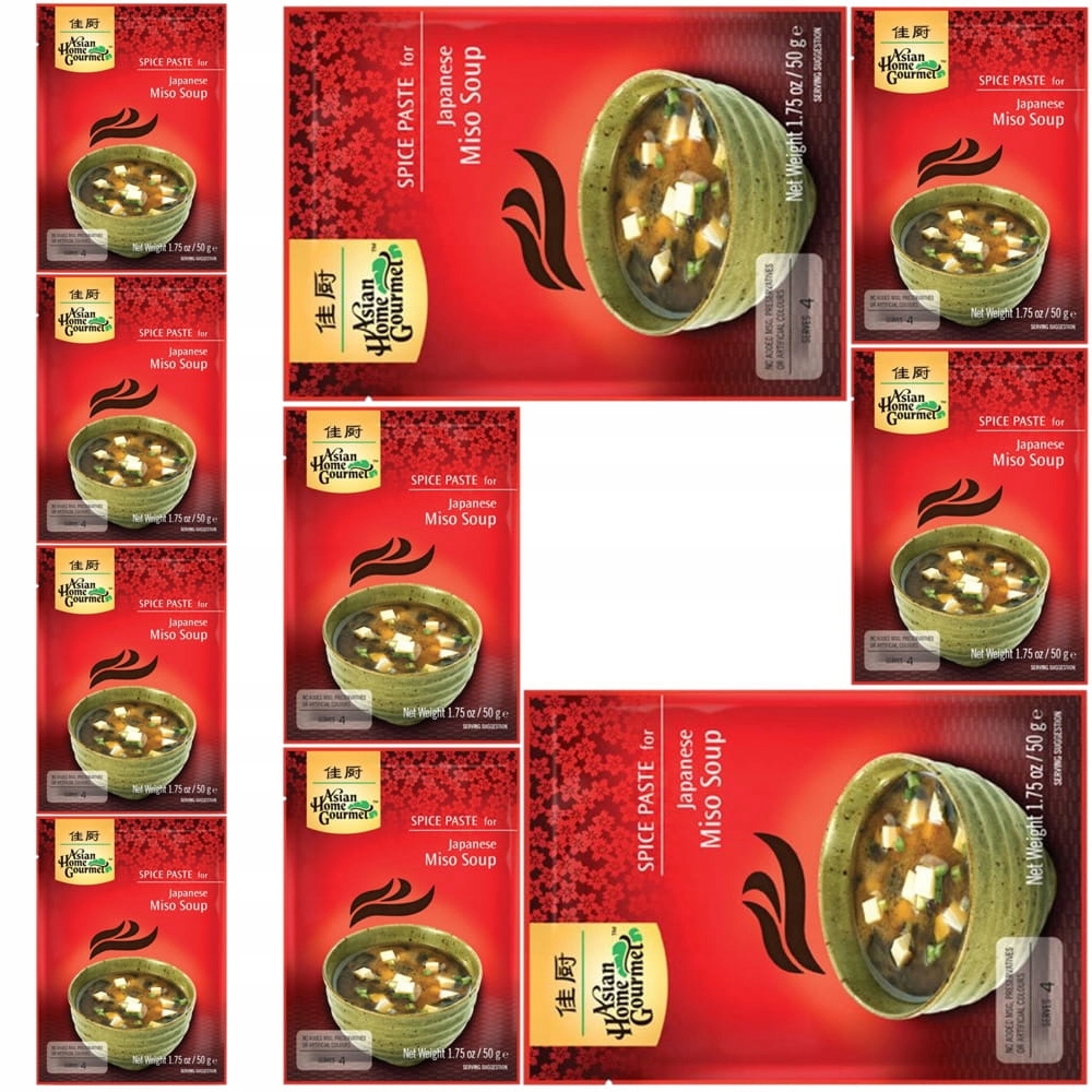 10x Gotowa Pasta Do Japońskiej Zupy Miso w Saszetce 50g Asian Home Gourmet