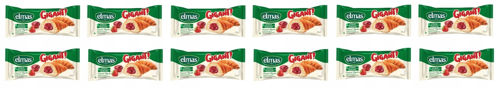 12x 160g Elmas Gigant Rogal z nadzieniem truskawkowym Karton
