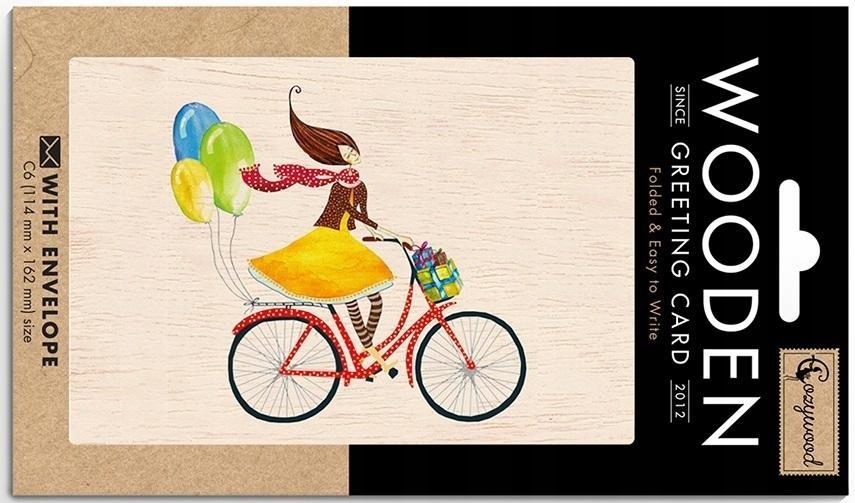 KARNET DREWNIANY C6 + KOPERTA ROWER Z BALONAMI