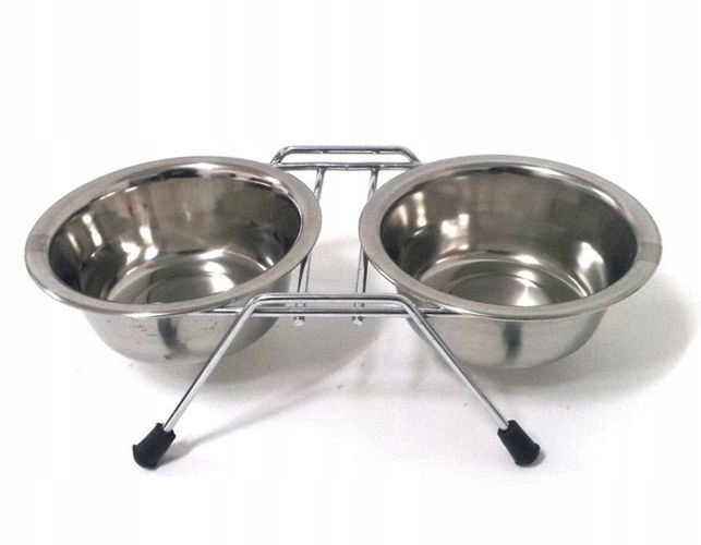 

Miski na stojaku chromowanym dla psa 2 x 1,8L