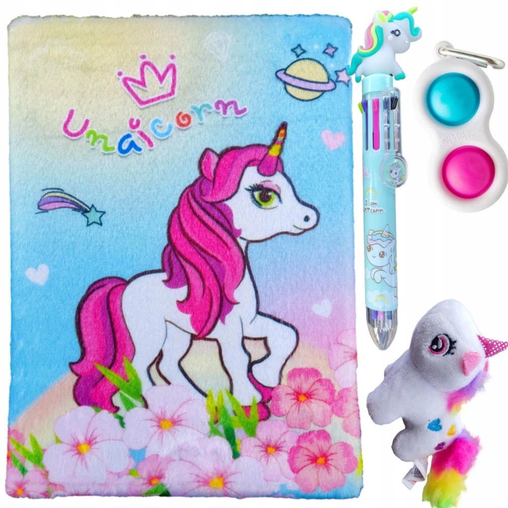 

Pluszowy Notes Pamiętnik jednorożec, długopis mask