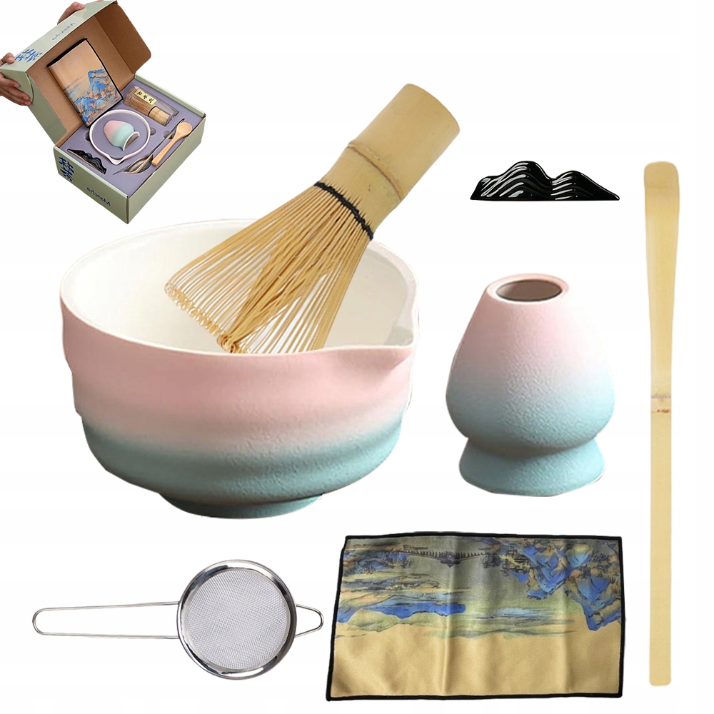 Dárková Sada Na Matchu 8KS Bambusový Růžový Keramický Gradient