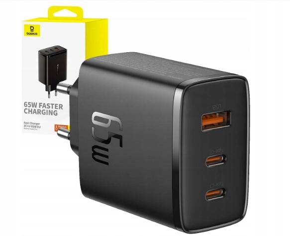 Baseus Szybka Ładowarka Cube Pro Fast GaN5 2xUSB-C+USB-A 65W Pd Qc