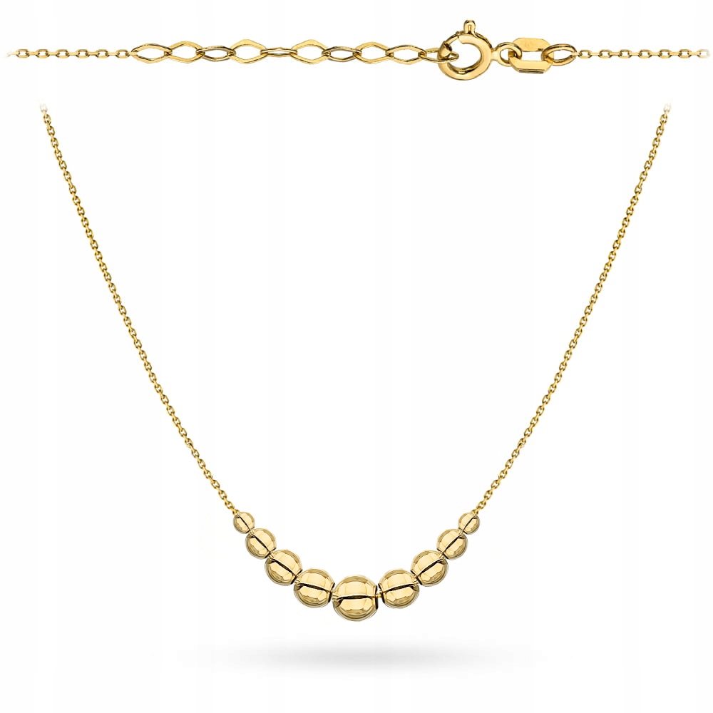 Zlatý náhrdelník 585 s hladkými Kuličkami bez kamene 1.35 g jako dárek
