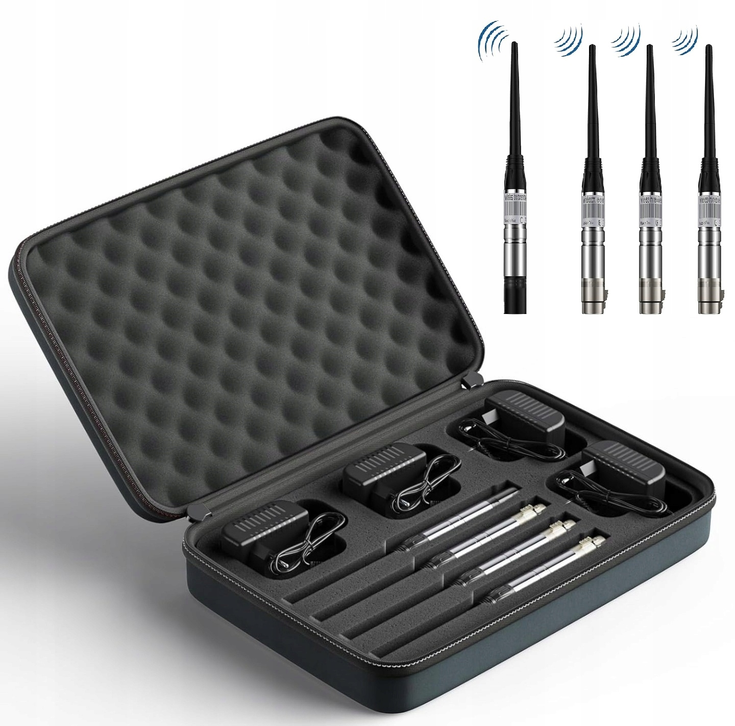 Zestaw Bezprzewodowy DMX512 1+3 Nadajnik Odbiorniki Walizka 2.4GHz Zasilacz