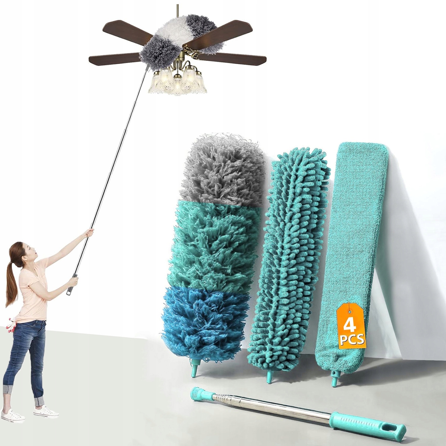 Levně Teleskopický prachovka XXL 4v1 – Koště 250 cm 3 Nástavce Botc