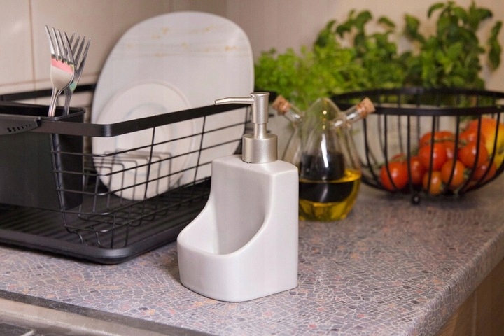 Dozownik do płynu do naczyń pojemnik Z MIEJSCEM NA GĄBKĘ czarny 400 ml LOFT EAN (GTIN) 5902869204542