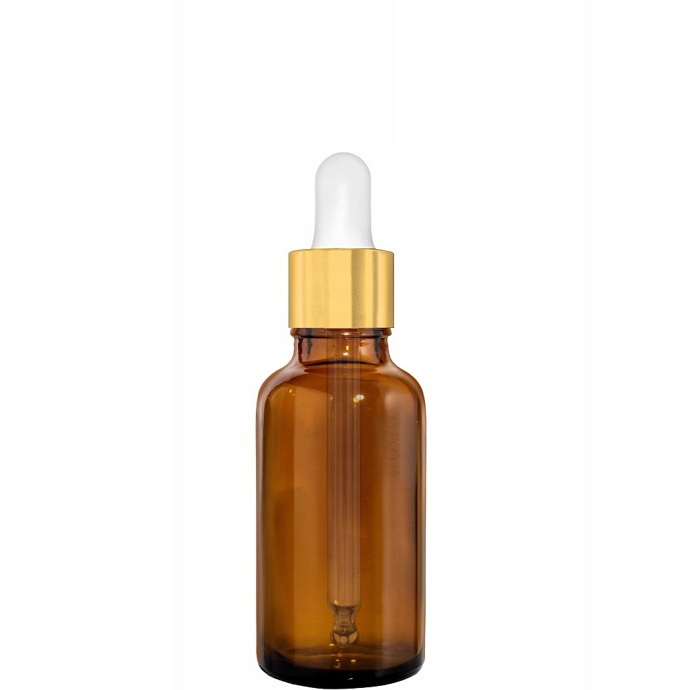 

Butelka 30ml Brąz Z Pipetą Złotą Białą