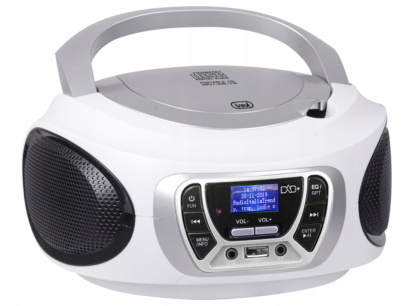 BOOMBOX ODTWARZACZ CD RADIO DAB USB MP3 AUX TREVI