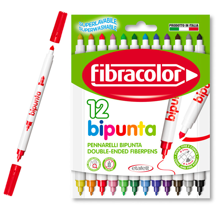 

Flamastry Dwustronne Pisaki Fibracolor Bipunta 12x