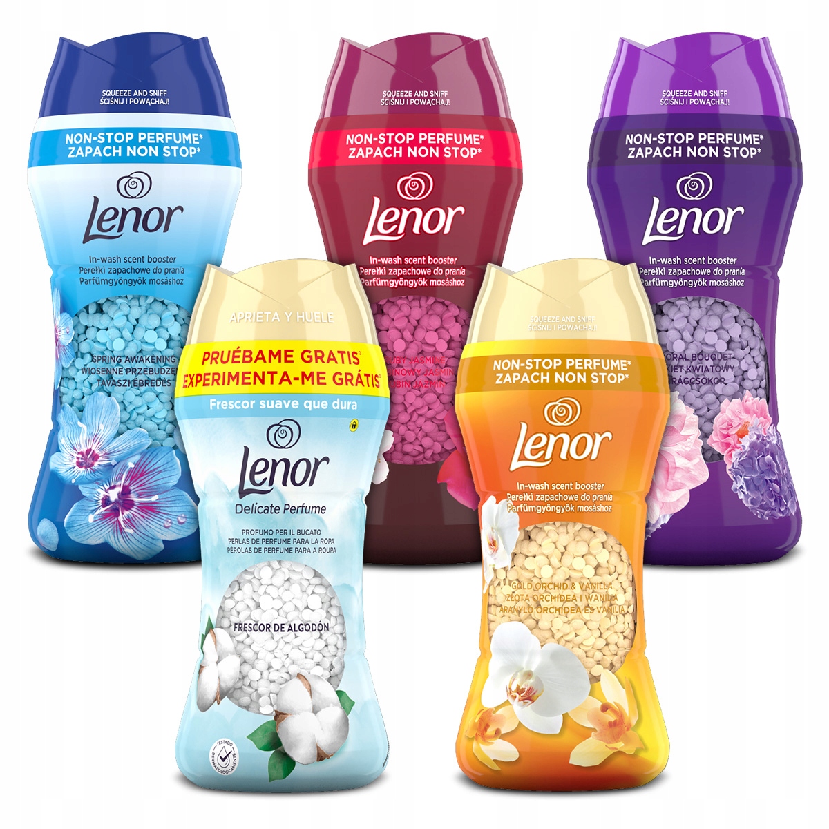 Levně Sada Lenor Perličky na praní tkanin MIX vůní 5 x 195 g