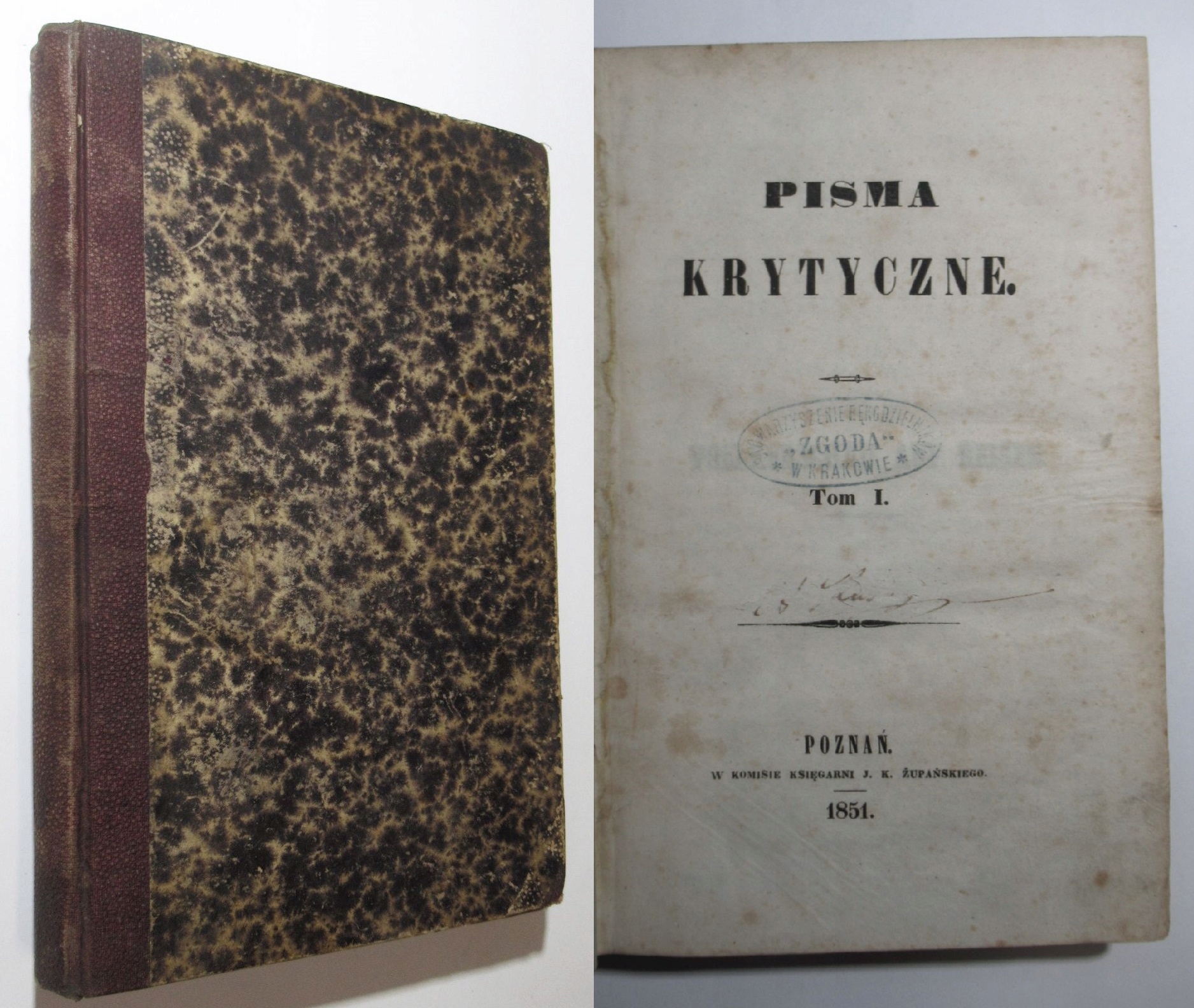 Pisma krytyczne, Tom I, Karol Libelt, 1851 HISTORIA, FILOZOFIA