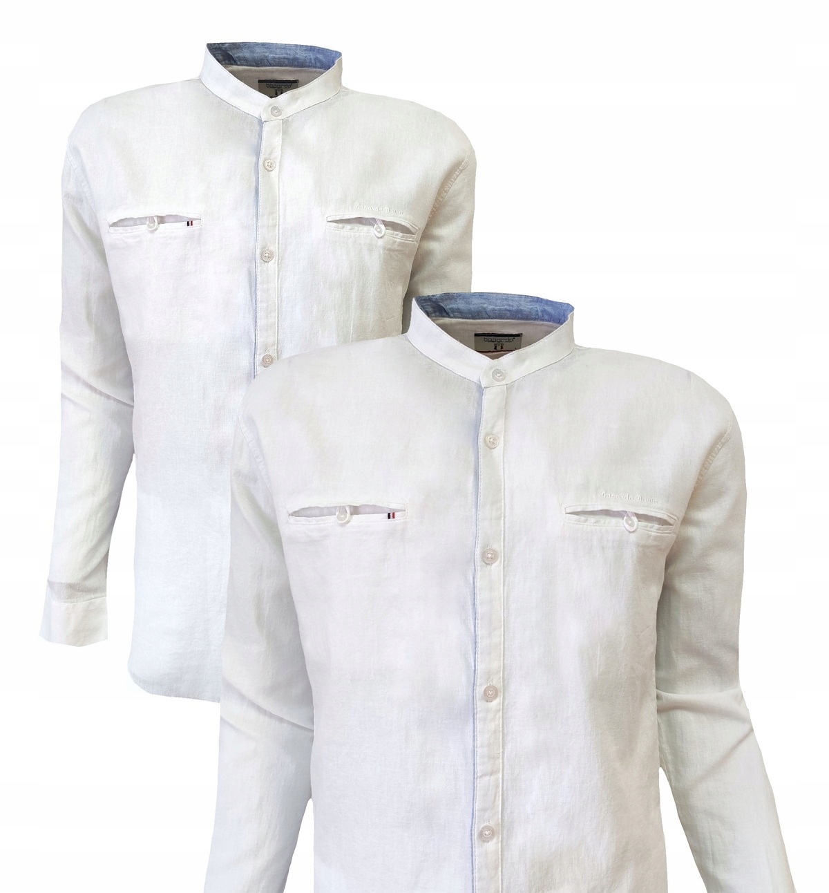 Lněná košile vzdušná letní se stojáčkem bílá XL Bagarda