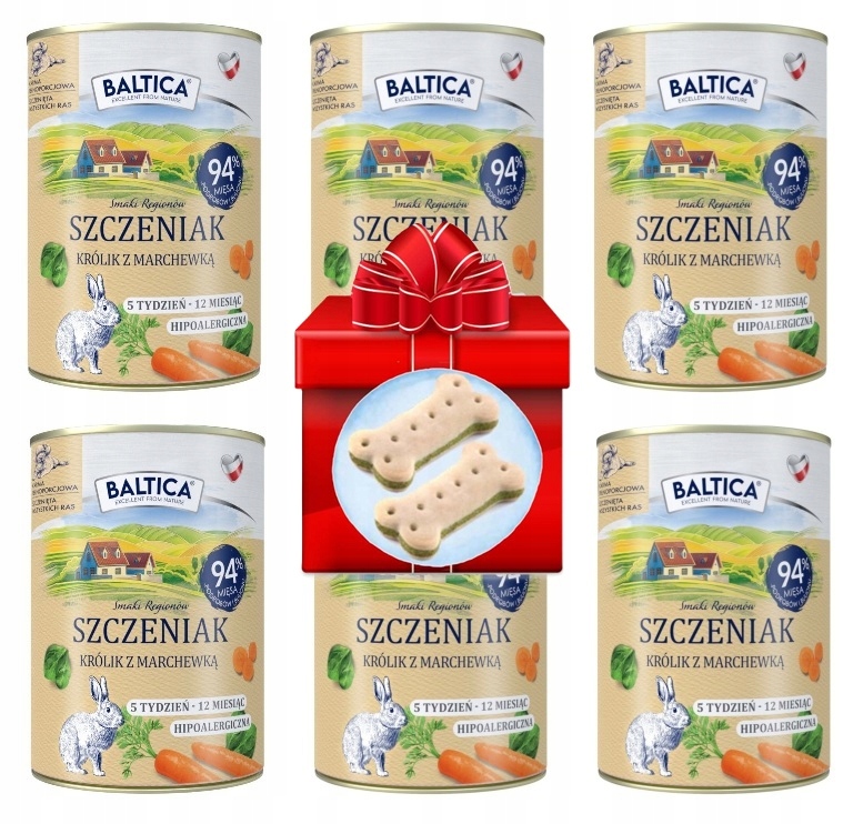 Baltica Puppy karma mokra dla szczeniąt królik z marchewką 6x400g