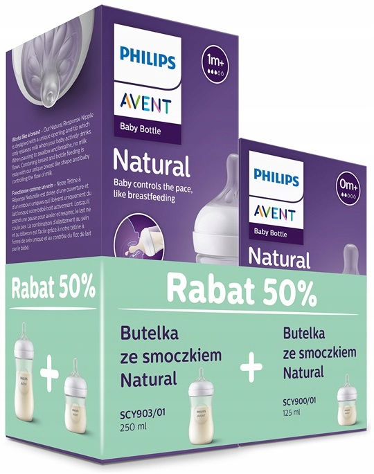 AVENT 2x BUTELKA ANTYKOLKOWA NATURAL 3 RESPONSE 260ml+125ml ZESTAW STARTOWY