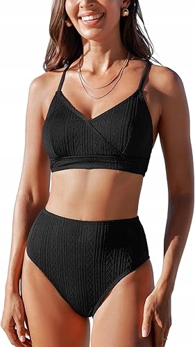 Cupshe Top bikiny s výstřihem do V a přiléhavými kalhotami s vysokým pasem