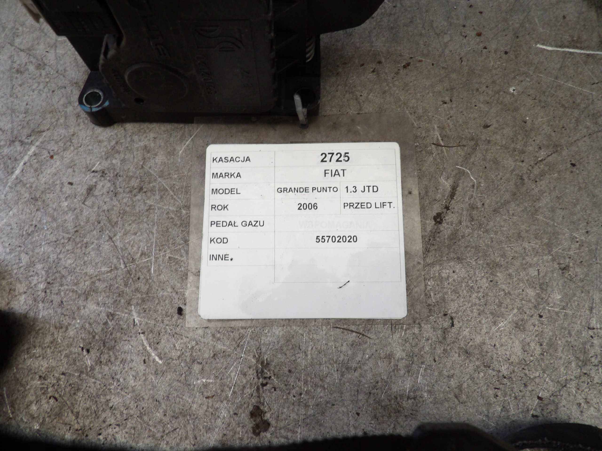 Fiat Grande Punto accelerator pedal electrical 55702020