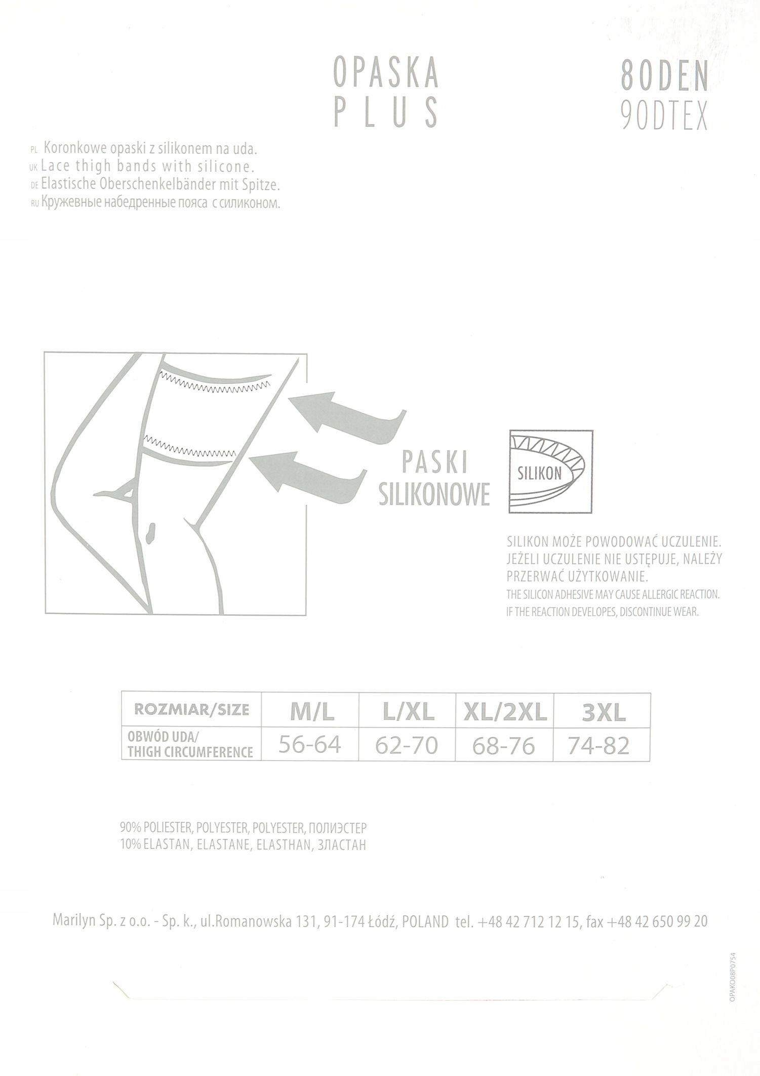 Koronkowe opaski na uda Marilyn XL/XXL VISONE Płeć kobieta