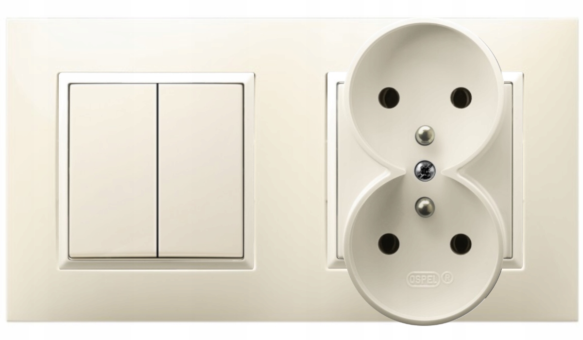 GNIAZDA Z WŁĄCZNIKIEM PODWÓJNYM DO SYPIALNI ECRU