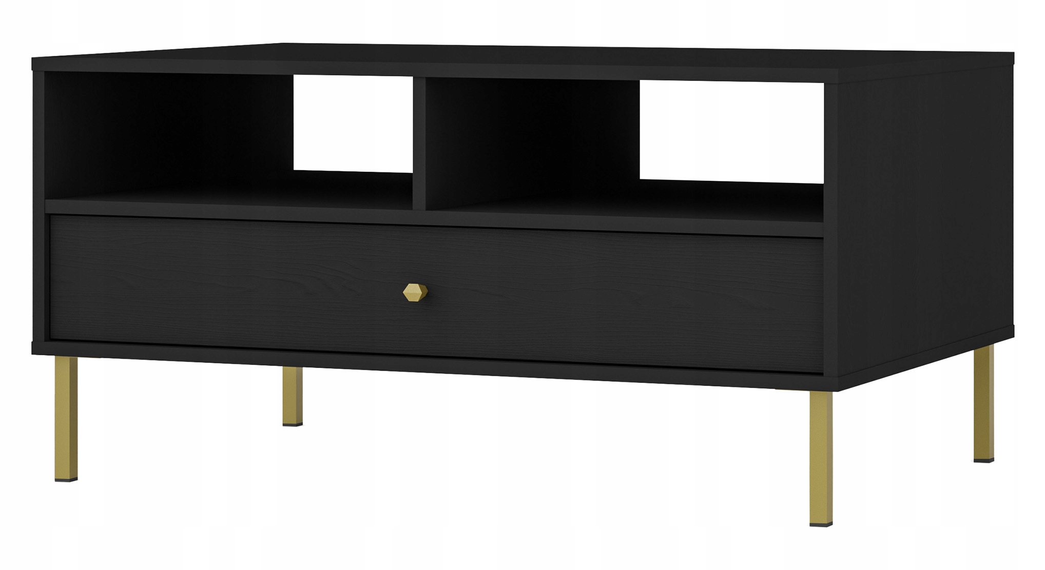 Kávový stolek Oktio s zásuvkou a policemi 100 cm černý grafit