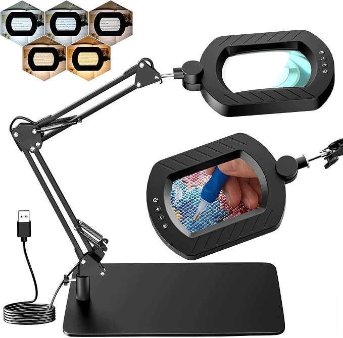 Kibtoy Lupa se světlem a stojánkem zvětšeníx12 144 Led diody regulace