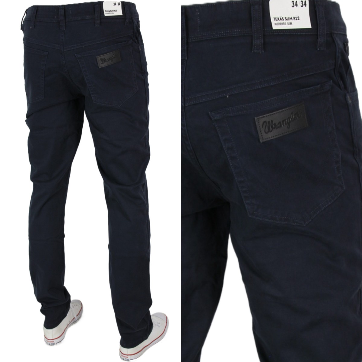 Wrangler Texas Slim Jeans Proste Materiał "dark Navy" W38 L34