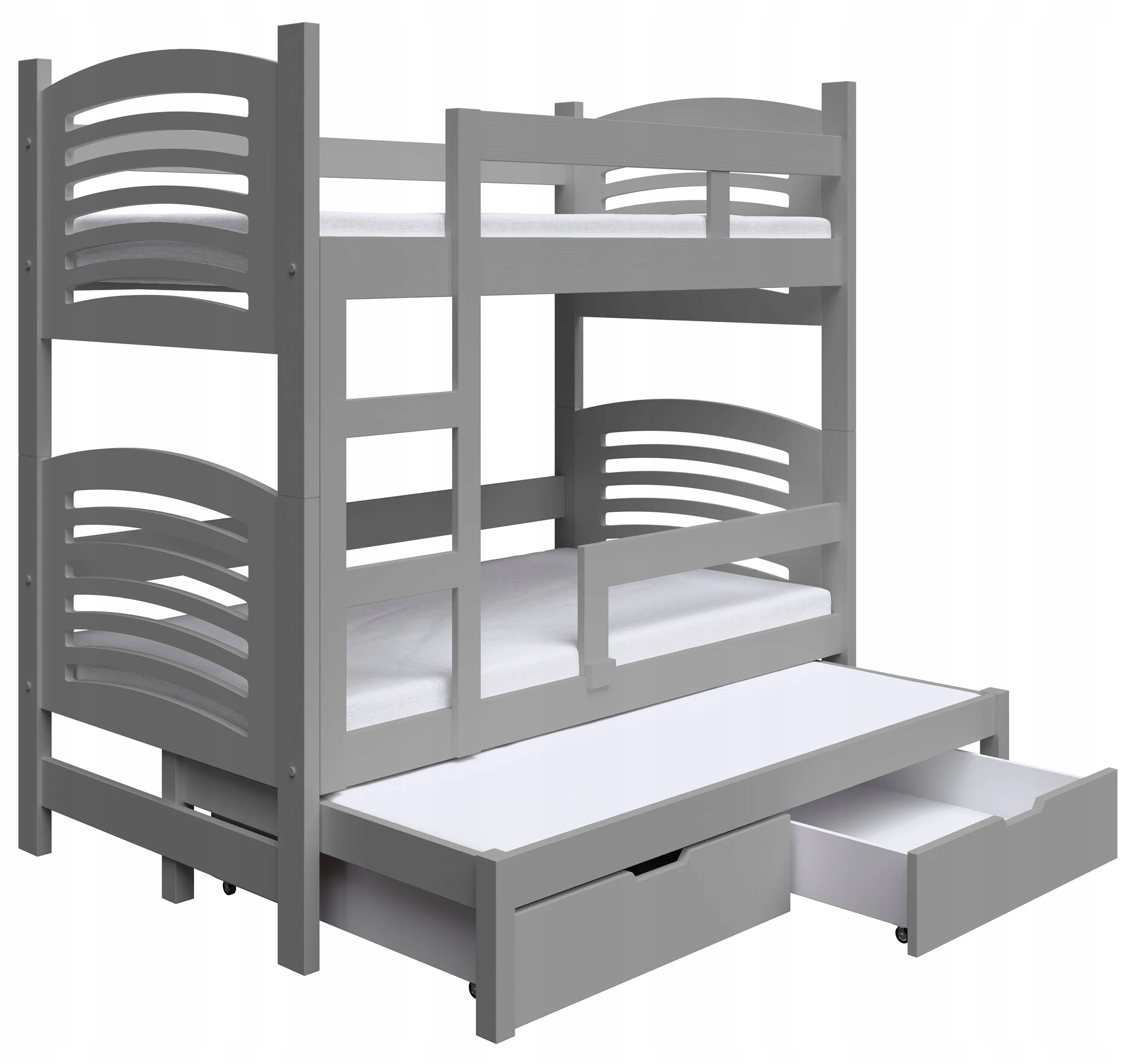 Patrová postel 75x180 cm Cami třílůžková s zásuvkami, šedá