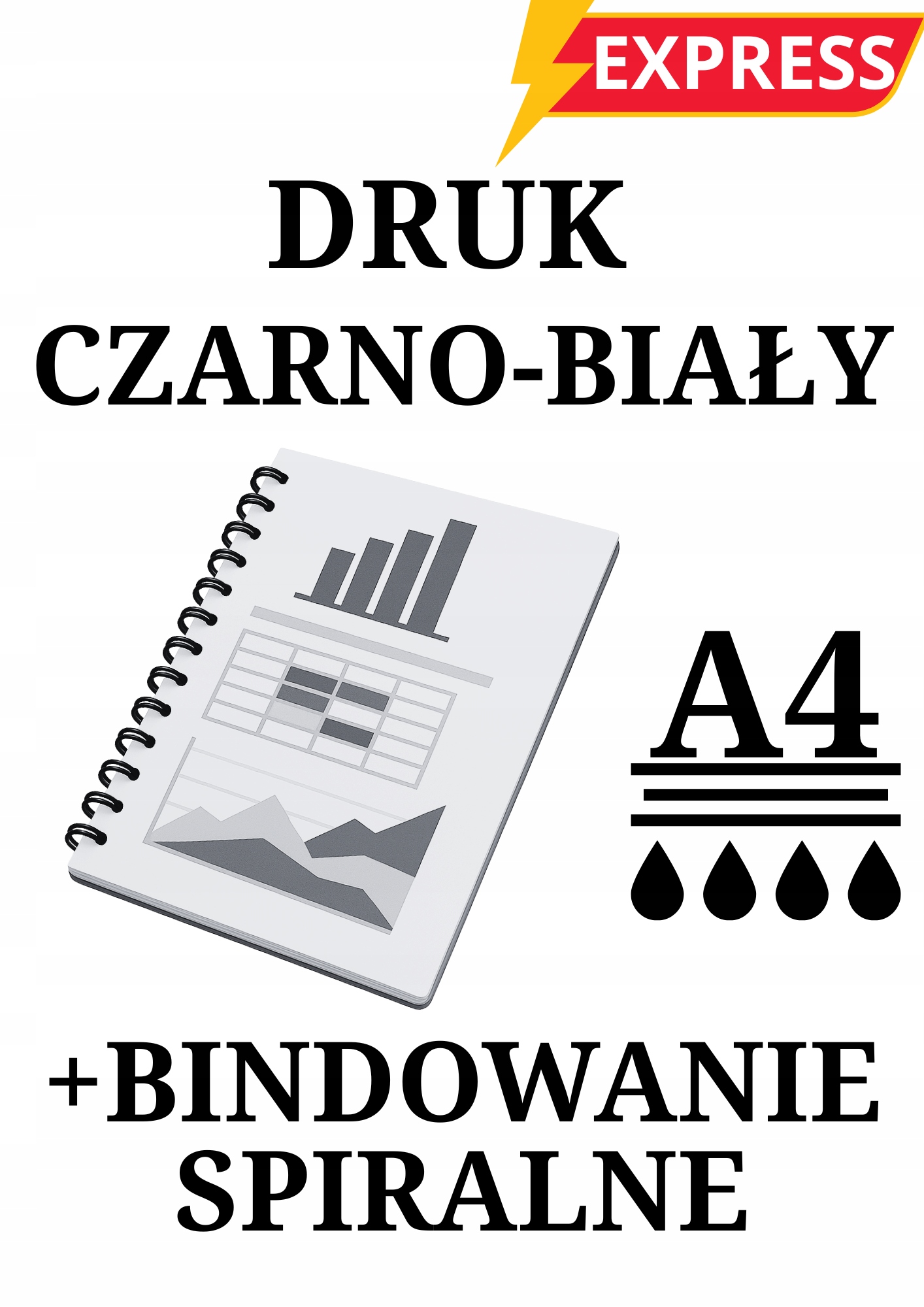 Черно-белая печать А4 до 100стр переплет