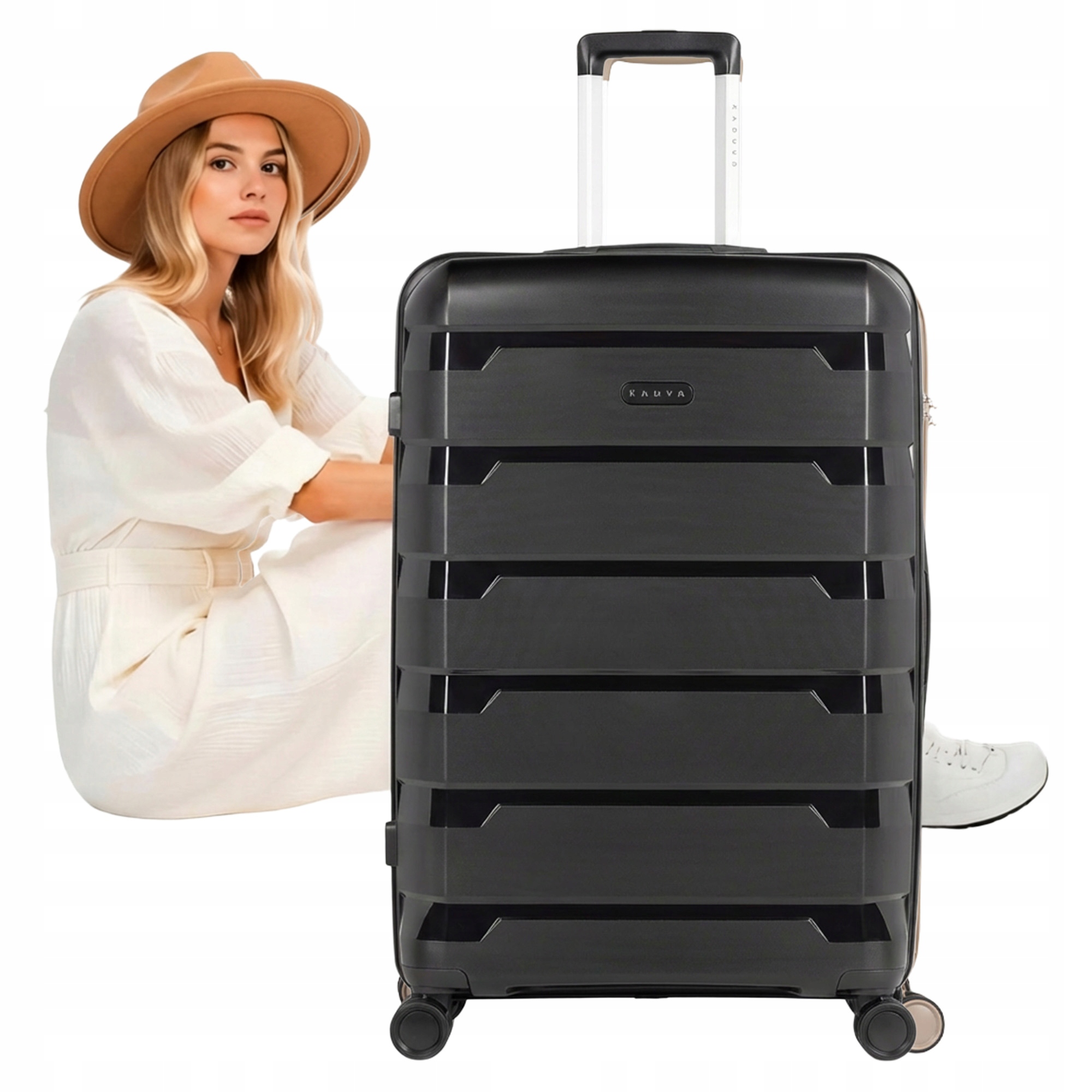 Walizka podróżna Kadva Cayes 113l 77x51x31 cm Duża Na Kółkach Twarda Bagaż