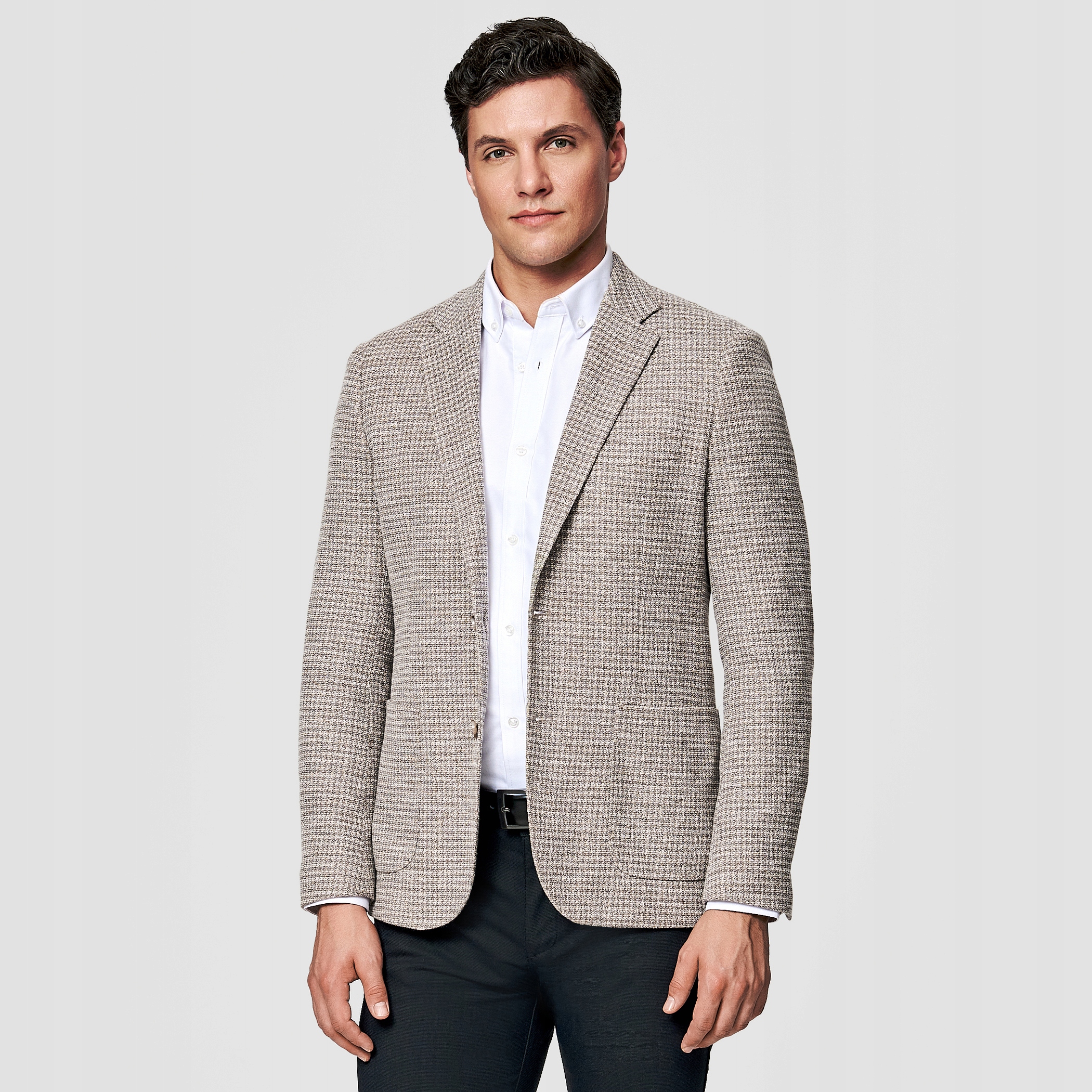 Béžová sako s motivem pepitky a bavlnou Pako Lorente vel