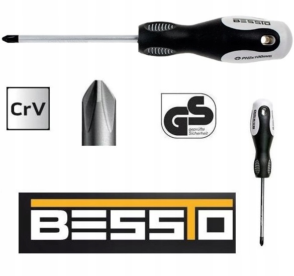 WKRĘTAK ŚRUBOKRĘT KRZYŻAKOWY PZ 2/100mm BESSTO EAN (GTIN) 5901383200498
