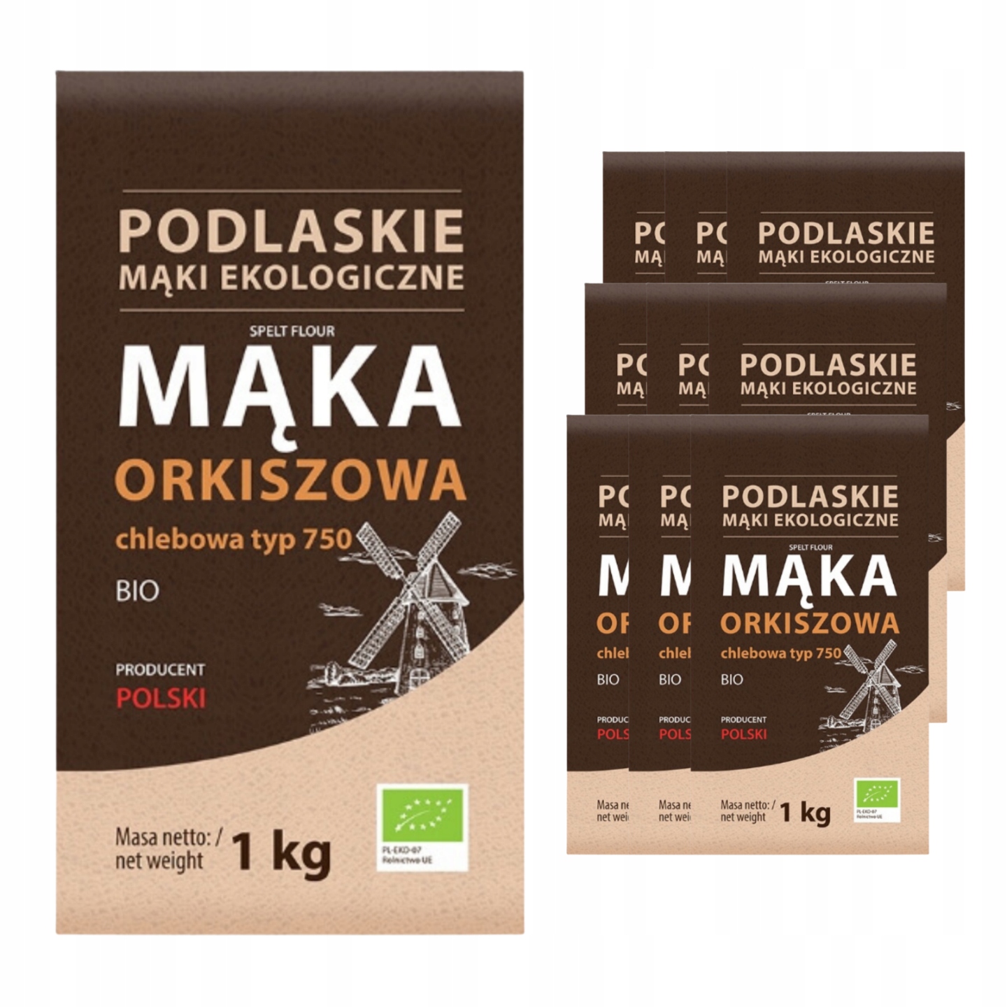 Bio life Mąka Chlebowa Orkiszowa Typ 750 Ekologiczna w opakowaniu 1 kg x10