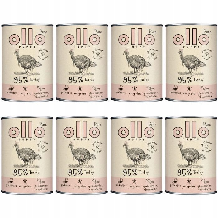 Ollo Puppy Pure Indyk Karma mokra dla szczeniąt 8 x 400g probiotyk bez zbóż
