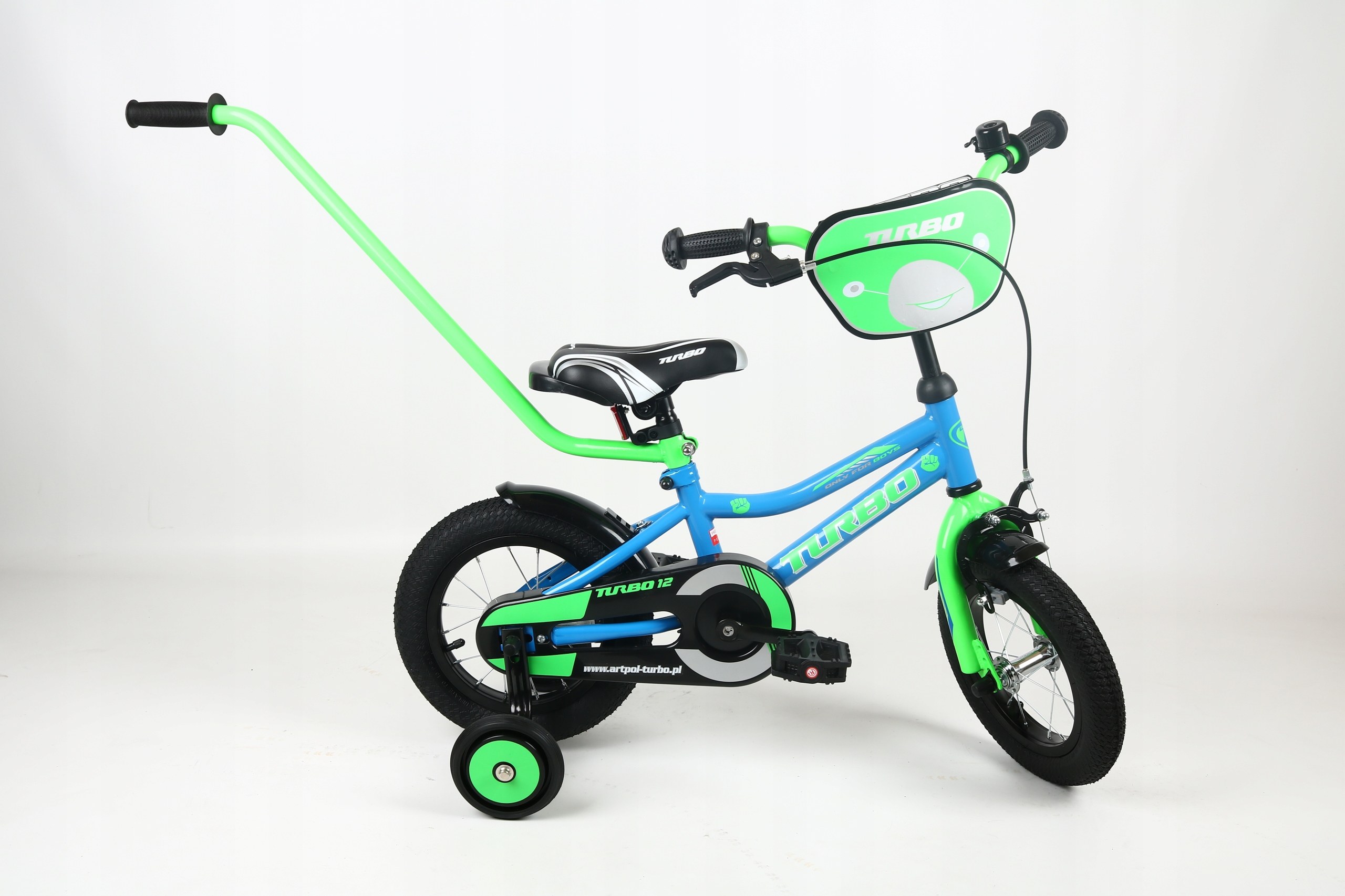 Polski Rower dla dzieci model RACE12 kolor niebiesko zielony Turbo