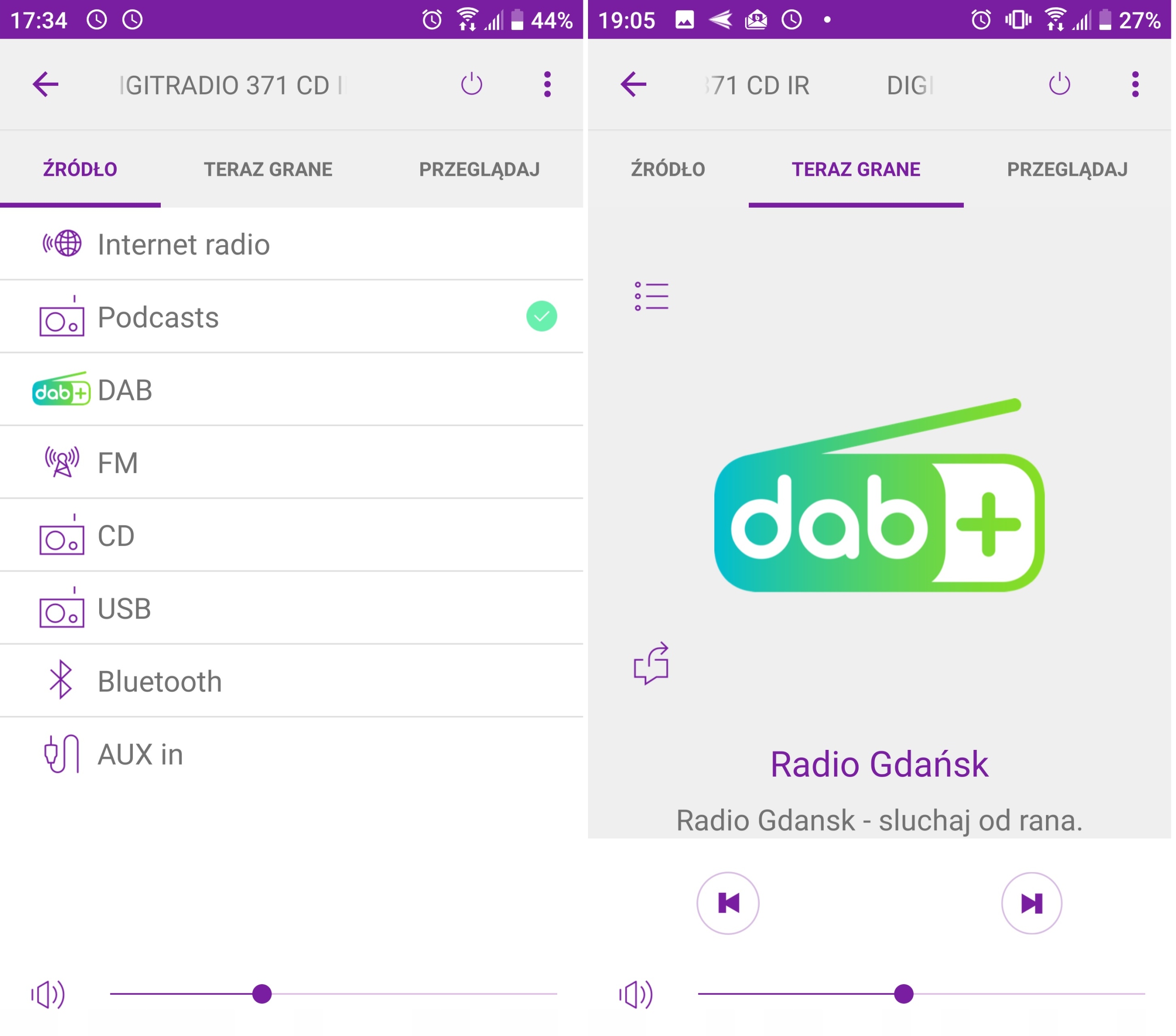 CD Radio Internetowe WiFi DAB FM Bluetooth USB MP3 Rodzaj odtwarzanych nośników CD Audio CD MP3 nośnik USB