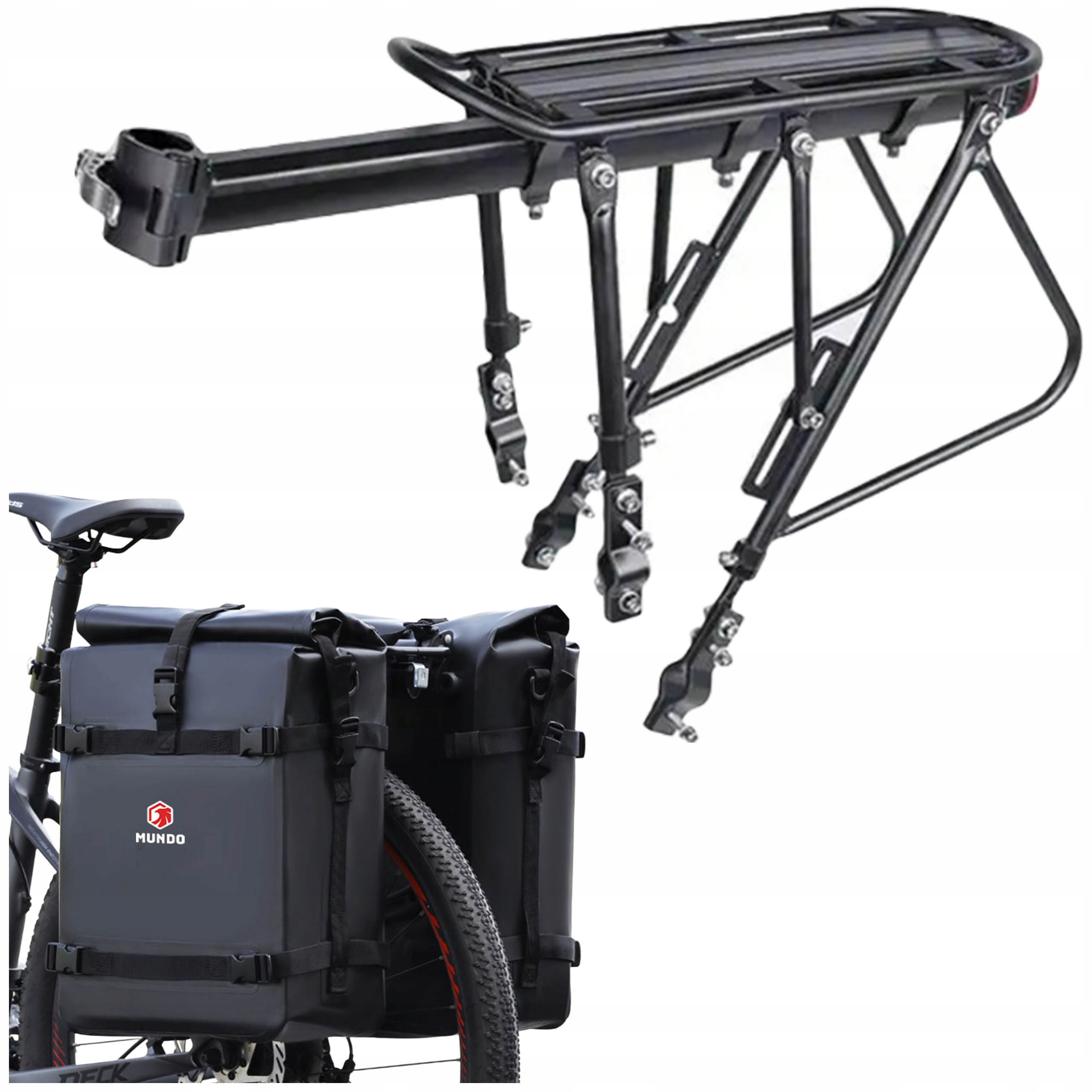 Bagażnik Rowerowy 100 Kg 2x Torba Sakwa Rowerowa (28L) Na Bagażnik Rower