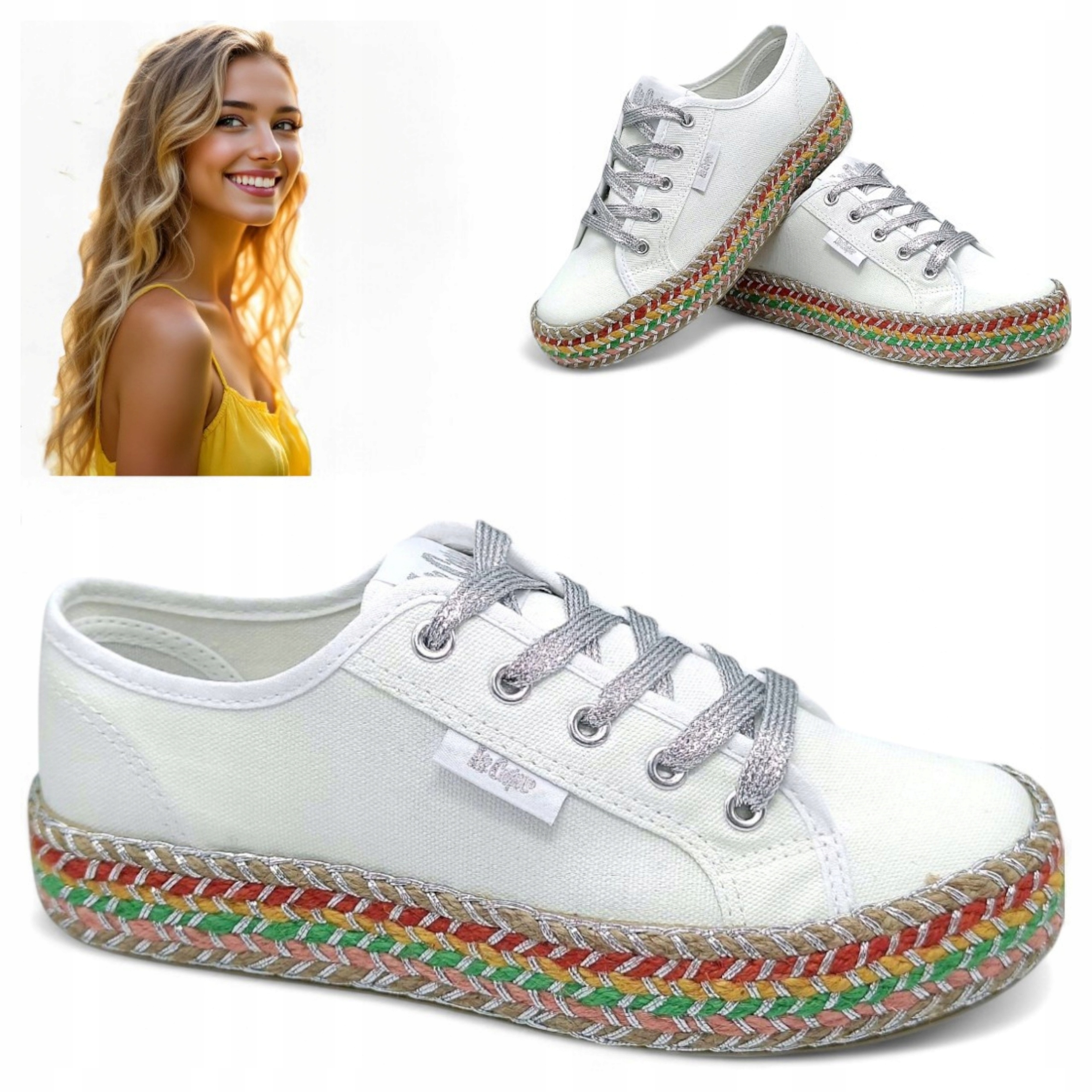 Lee Cooper 37 Bílé dámské tenisky s tlustou podrážkou Letní tenisky
