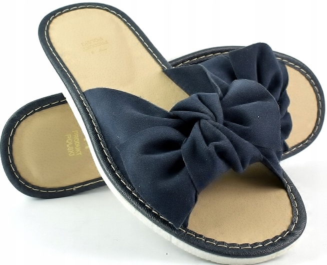 KAPCIE PANTOFLE KLAPKI DOMOWE DAMSKIE Odcień granatowy