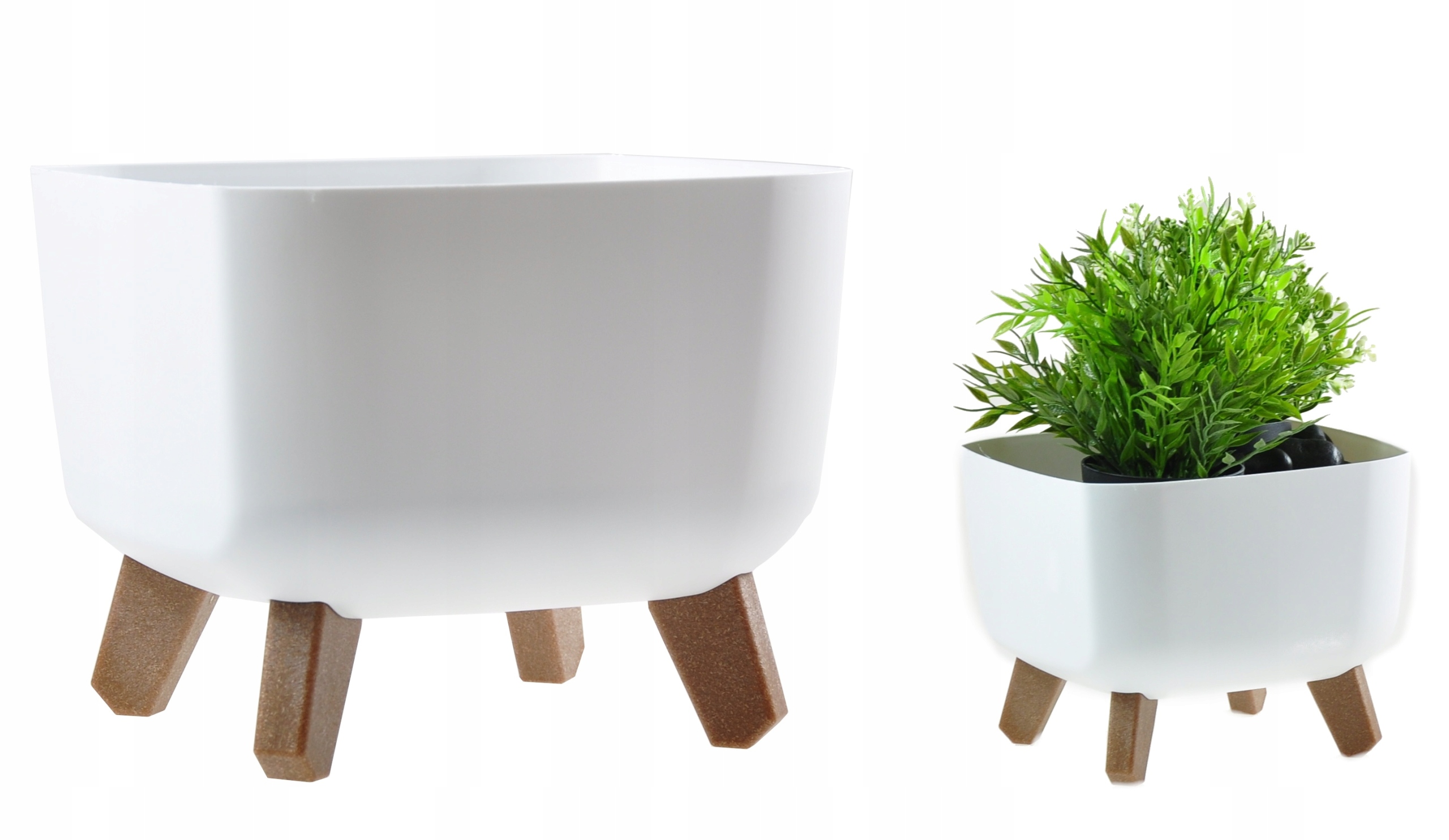 

Doniczka Donica Na Nóżkach Biała Wkład kwadrat