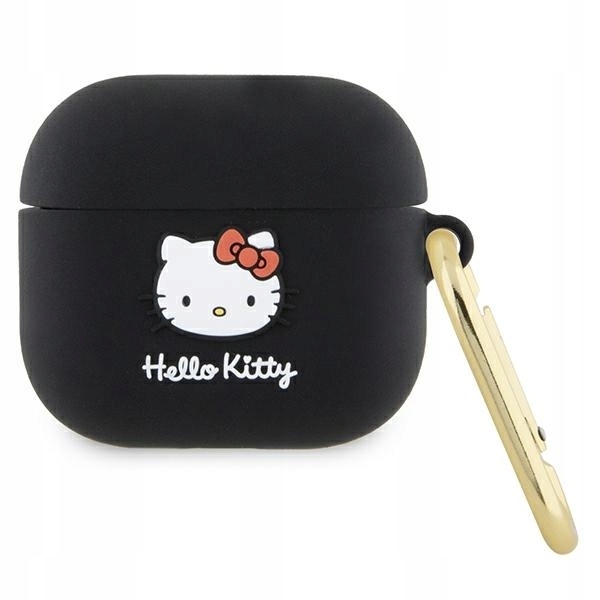 Pouzdro Hello Kitty HKA33DKHSK Airpods 3 cover černá/black Silicone 3D Kitty