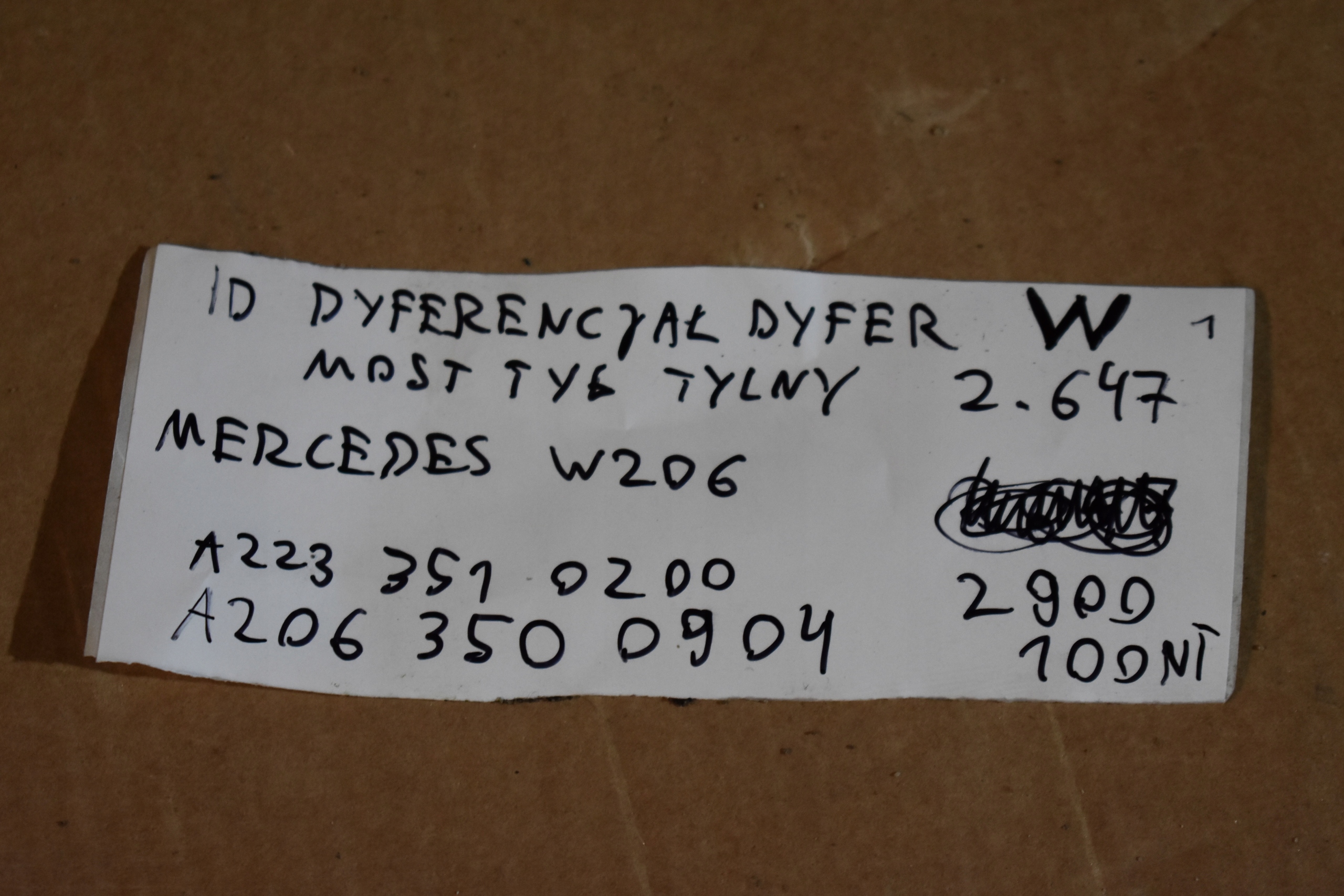 IDEALNY differenciál differenciál differenciál far hátsó 2.647 MERCEDES W206 W 1