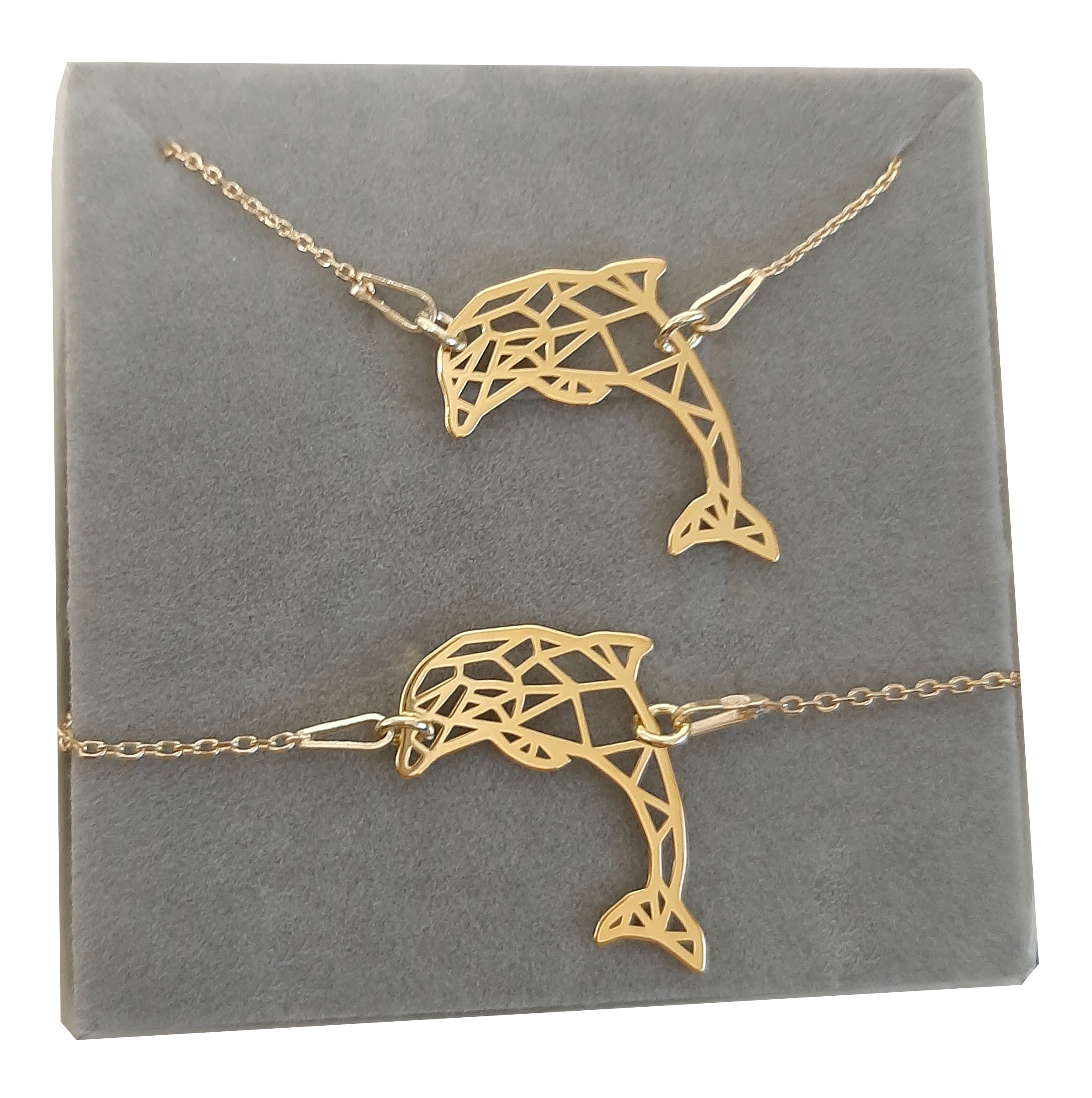 Zlatý komplet delfín Origami Celebrita stříbro 925