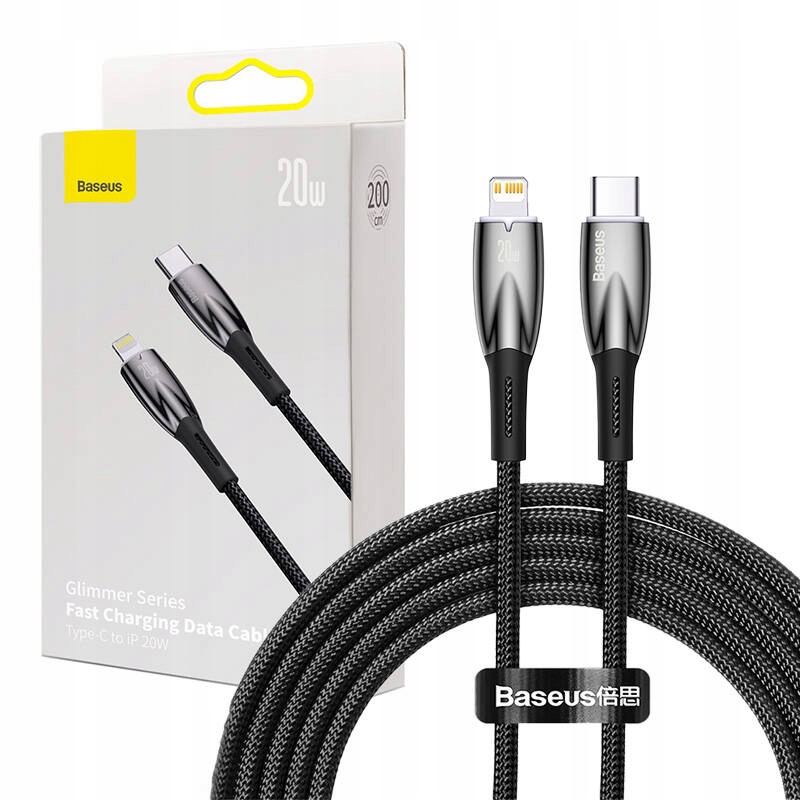BASEUS MOCNY KABEL PRZEWÓD USB-C DO LIGHTNING IPHONE PD 20W W OPLOCIE 2M