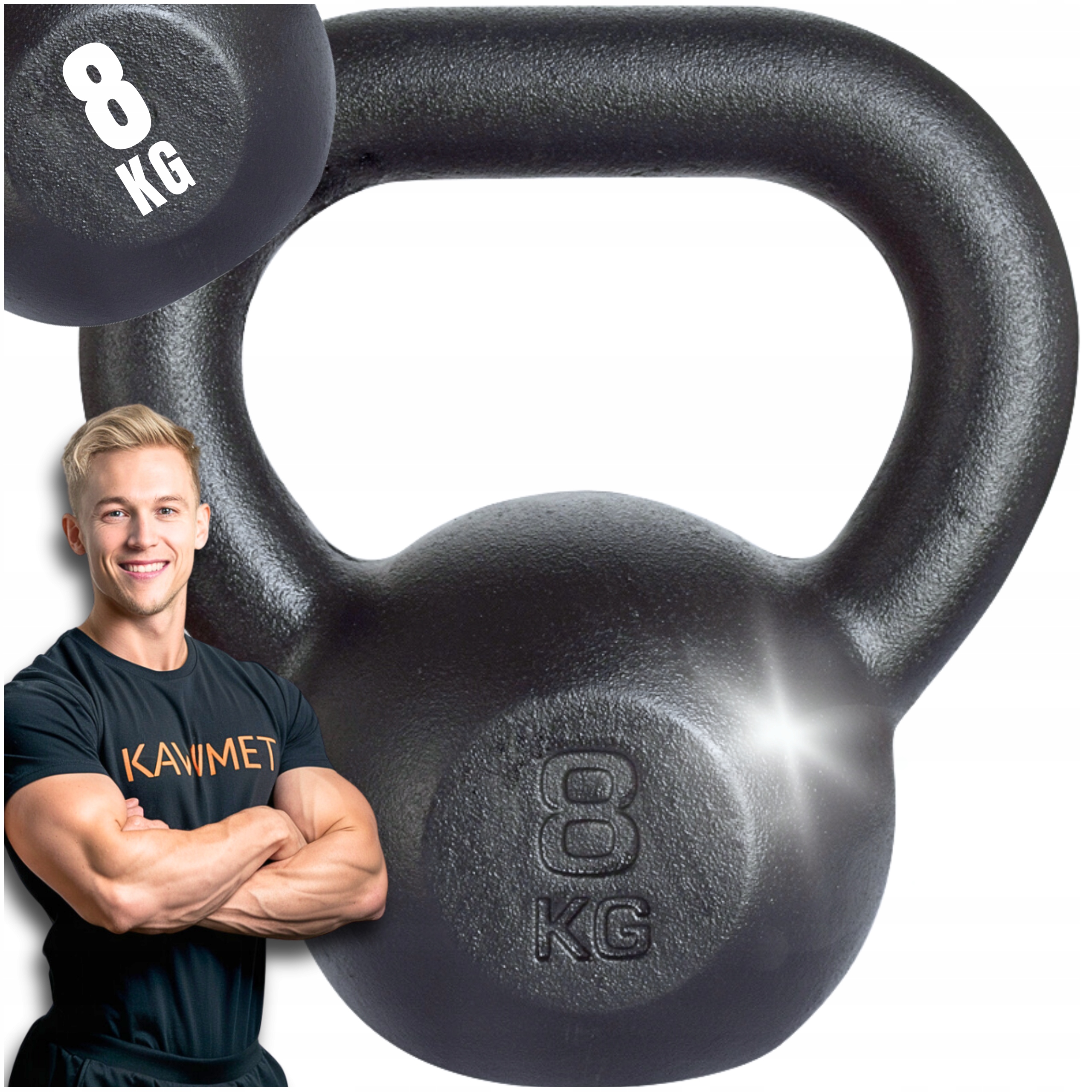 Kettlebell żeliwny 8kg kettle kula odważnik hantla ciężar do ćwiczeń fit