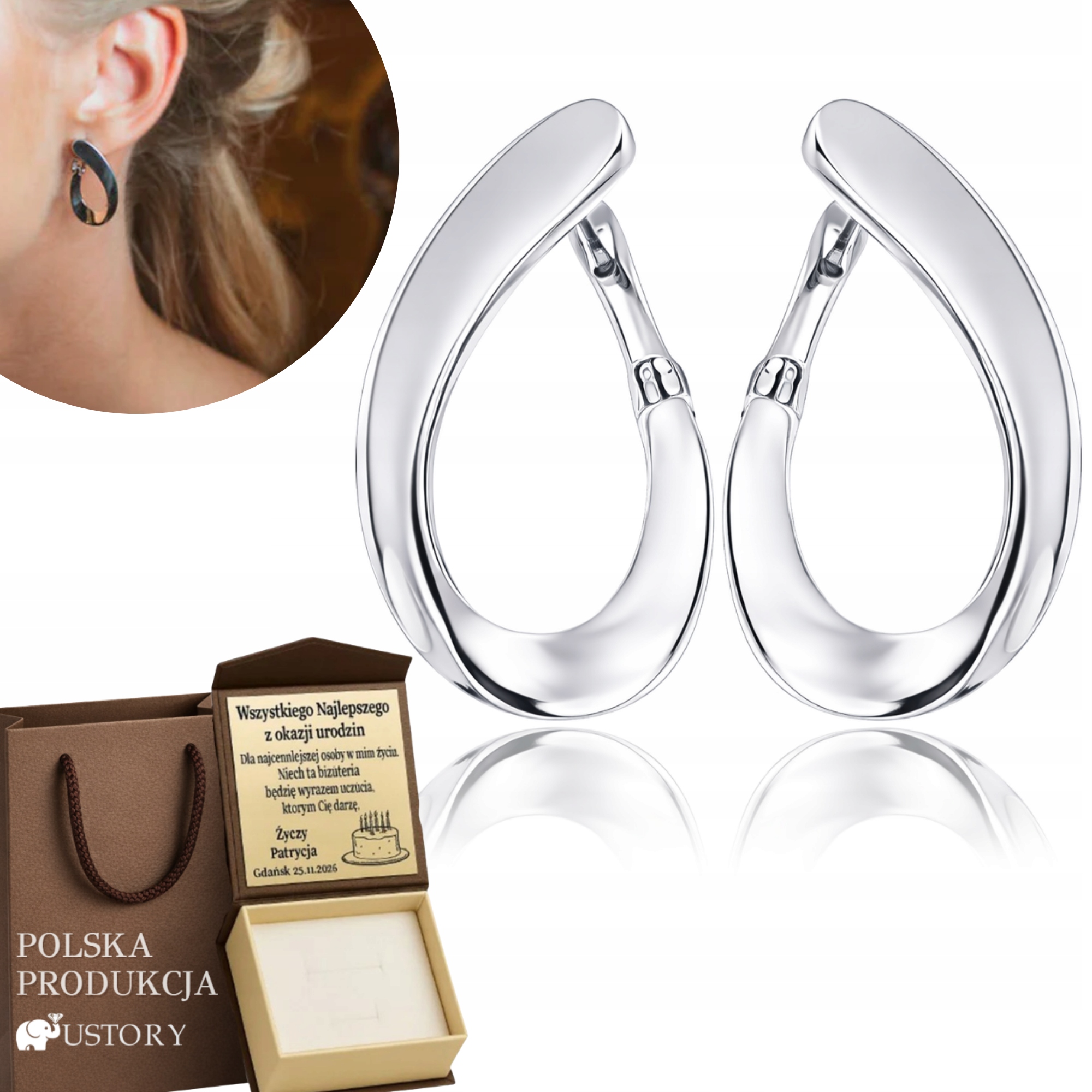 Stříbrné Náušnice Oválné Masivní Pr 925 Zapínání Bižuterní Elegantní Poutka