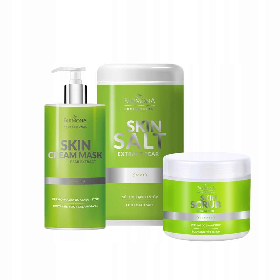 Farmona Zestaw gruszkowy do stóp i ciała Sól peeling kremo-maska 3 produkty