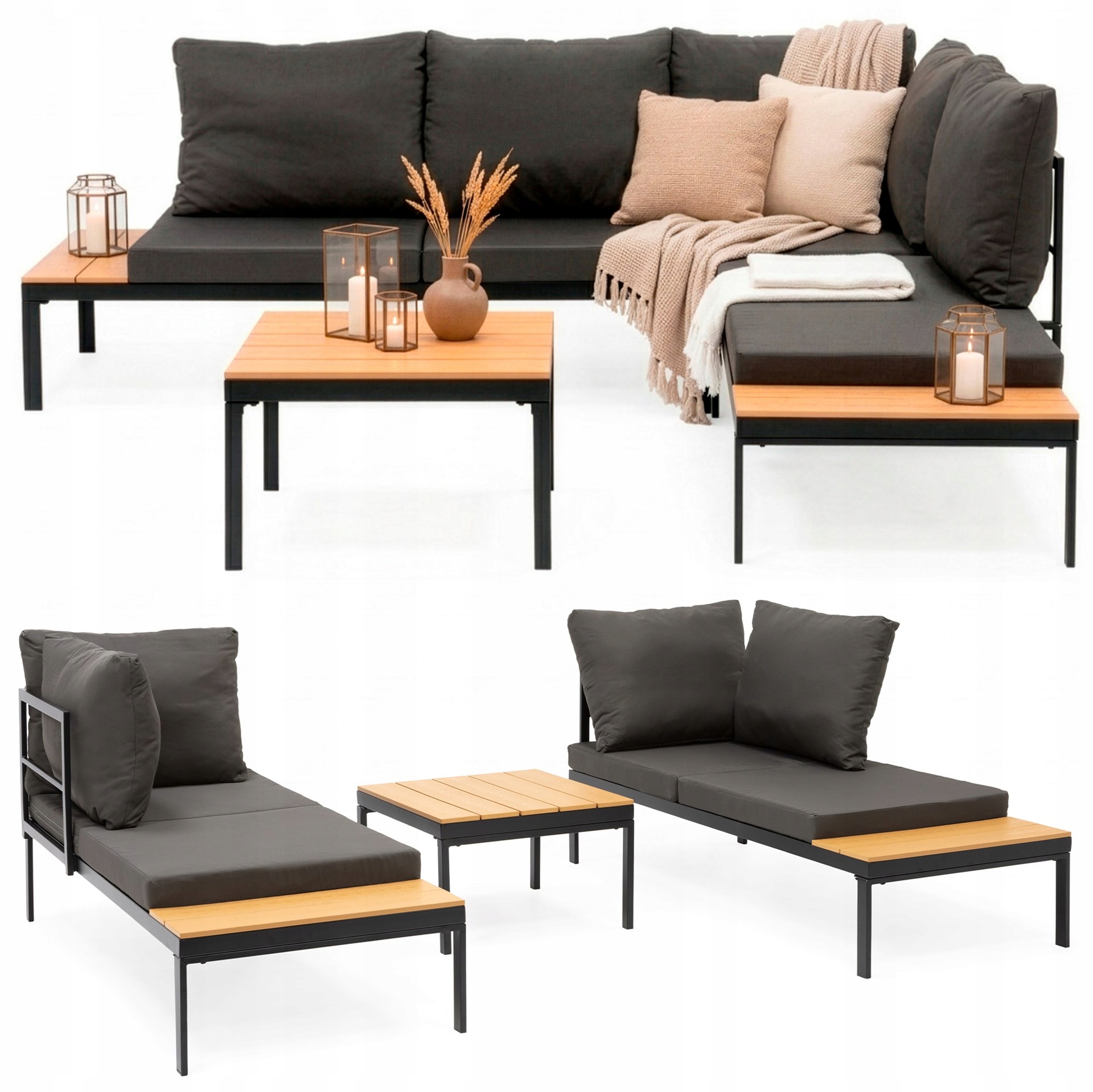 Meble Ogrodowe Zestaw Sofa Stolik Stalowe Na Taras Komplet Mebli Na 4 Osoby