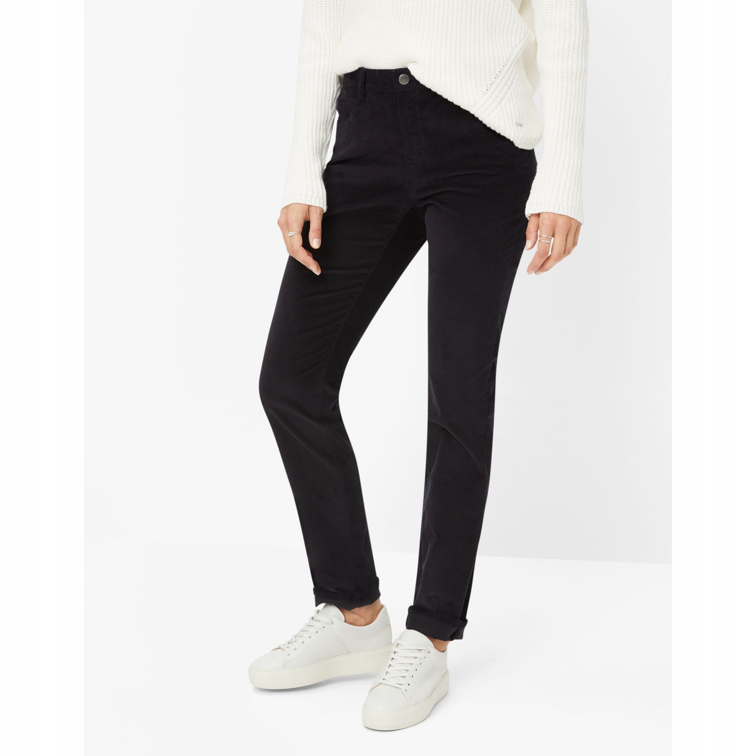 Brax Casual Černé Chinos Kalhoty S Manžetou Bavlna 48 6FA